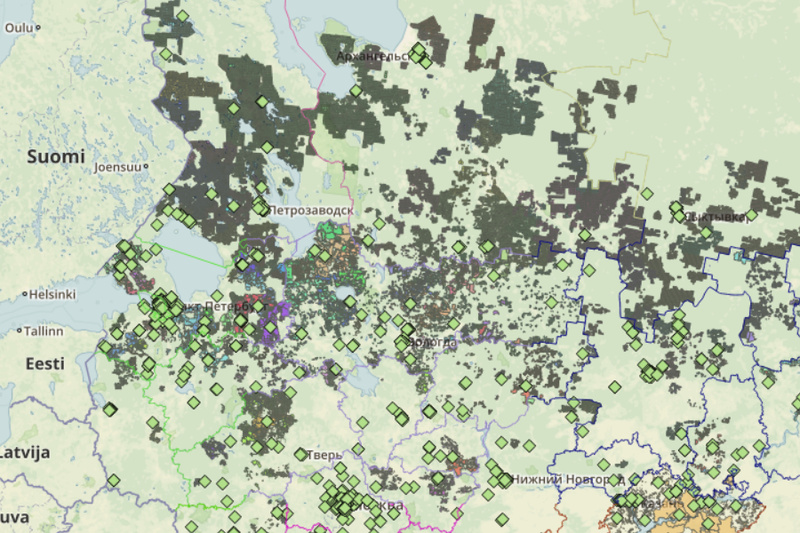 Venäjän FSC-metsäsertifikaattien kartta on päivitetty